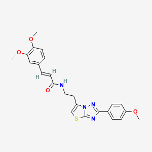 molecular formula C24H24N4O4S B2893144 (E)-3-(3,4-dimethoxyphenyl)-N-(2-(2-(4-methoxyphenyl)thiazolo[3,2-b][1,2,4]triazol-6-yl)ethyl)acrylamide CAS No. 894029-28-8