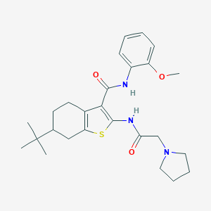 molecular formula C26H35N3O3S B289315 6-tert-butyl-N-(2-methoxyphenyl)-2-[(2-pyrrolidin-1-ylacetyl)amino]-4,5,6,7-tetrahydro-1-benzothiophene-3-carboxamide 