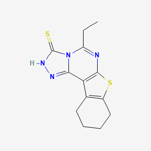 molecular formula C13H14N4S2 B2893157 5-ethyl-8,9,10,11-tetrahydrobenzo[4,5]thieno[3,2-e][1,2,4]triazolo[4,3-c]pyrimidine-3(2H)-thione CAS No. 301330-84-7