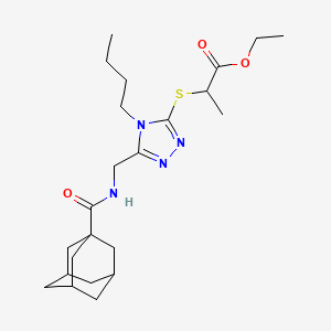 molecular formula C23H36N4O3S B2893165 Ethyl 2-[[5-[(adamantane-1-carbonylamino)methyl]-4-butyl-1,2,4-triazol-3-yl]sulfanyl]propanoate CAS No. 476438-86-5