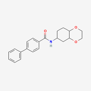 molecular formula C21H23NO3 B2893169 N-(八氢苯并[b][1,4]二氧杂环-6-基)-[1,1'-联苯]-4-甲酰胺 CAS No. 1902900-12-2