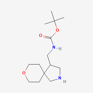 molecular formula C14H26N2O3 B2893177 tert-butyl N-({8-oxa-2-azaspiro[4.5]decan-4-yl}methyl)carbamate CAS No. 1864058-58-1