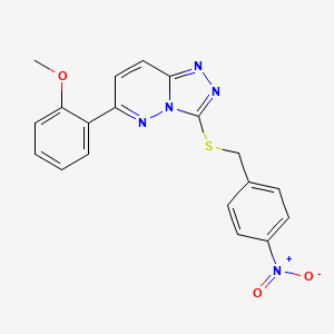 molecular formula C19H15N5O3S B2893181 6-(2-甲氧基苯基)-3-((4-硝基苄基)硫代)-[1,2,4]三唑并[4,3-b]哒嗪 CAS No. 891127-94-9