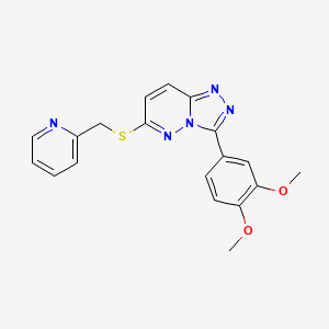 molecular formula C19H17N5O2S B2893187 3-(3,4-Dimethoxyphenyl)-6-(pyridin-2-ylmethylsulfanyl)-[1,2,4]triazolo[4,3-b]pyridazine CAS No. 852437-94-6