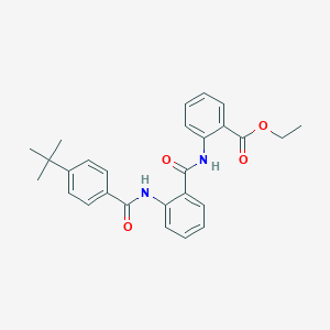 molecular formula C27H28N2O4 B289319 Ethyl 2-({2-[(4-tert-butylbenzoyl)amino]benzoyl}amino)benzoate 
