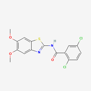 molecular formula C16H12Cl2N2O3S B2893192 2,5-二氯-N-(5,6-二甲氧基-1,3-苯并噻唑-2-基)苯甲酰胺 CAS No. 895438-24-1