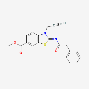 molecular formula C20H16N2O3S B2893195 (Z)-methyl 2-((2-phenylacetyl)imino)-3-(prop-2-yn-1-yl)-2,3-dihydrobenzo[d]thiazole-6-carboxylate CAS No. 941917-03-9
