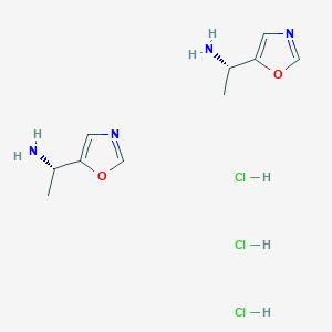 molecular formula C10H19Cl3N4O2 B2893196 (S)-1-(恶唑-5-基)乙胺三盐酸盐 CAS No. 2108417-00-9