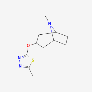 molecular formula C11H17N3OS B2893198 8-甲基-3-[(5-甲基-1,3,4-噻二唑-2-基)氧基]-8-氮杂双环[3.2.1]辛烷 CAS No. 2195809-62-0