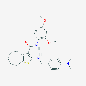 molecular formula C29H37N3O3S B289320 2-{[4-(diethylamino)benzyl]amino}-N-(2,4-dimethoxyphenyl)-5,6,7,8-tetrahydro-4H-cyclohepta[b]thiophene-3-carboxamide 