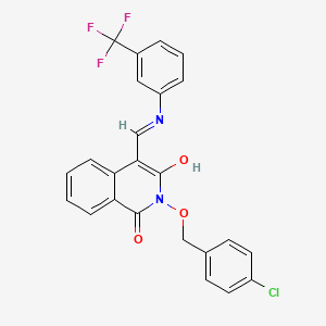 molecular formula C24H16ClF3N2O3 B2893201 2-[(4-chlorobenzyl)oxy]-4-{[3-(trifluoromethyl)anilino]methylene}-1,3(2H,4H)-isoquinolinedione CAS No. 338419-54-8