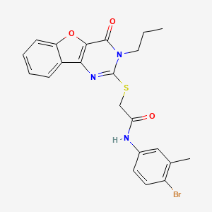 molecular formula C22H20BrN3O3S B2893202 N-(4-bromo-3-methylphenyl)-2-[(4-oxo-3-propyl-3,4-dihydro[1]benzofuro[3,2-d]pyrimidin-2-yl)sulfanyl]acetamide CAS No. 900003-78-3