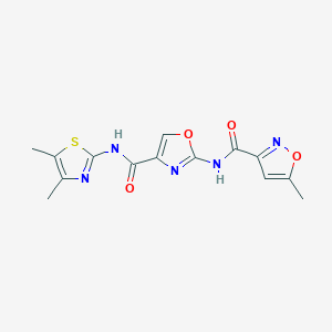 molecular formula C14H13N5O4S B2893203 N-(4-((4,5-dimethylthiazol-2-yl)carbamoyl)oxazol-2-yl)-5-methylisoxazole-3-carboxamide CAS No. 1428373-87-8