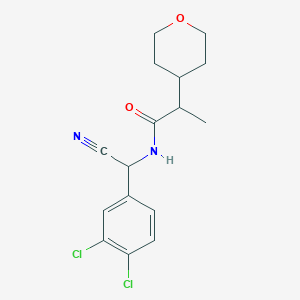 molecular formula C16H18Cl2N2O2 B2893206 N-[Cyano-(3,4-dichlorophenyl)methyl]-2-(oxan-4-yl)propanamide CAS No. 2418705-30-1