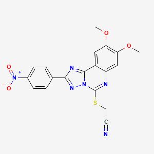 2-{[8,9-Dimethoxy-2-(4-nitrophenyl)-[1,2,4]triazolo[1,5-C]quinazolin-5-YL]sulfanyl}acetonitrile