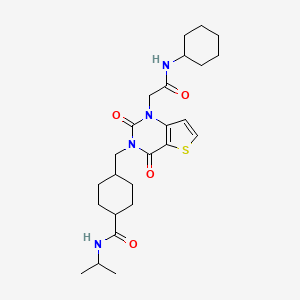 molecular formula C25H36N4O4S B2893233 4-((1-(2-(环己基氨基)-2-氧代乙基)-2,4-二氧代-1,2-二氢噻吩并[3,2-d]嘧啶-3(4H)-基)甲基)-N-异丙基环己烷甲酰胺 CAS No. 941906-88-3