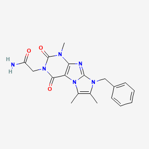 molecular formula C19H20N6O3 B2893237 2-(6-苄基-4,7,8-三甲基-1,3-二氧代嘌呤[7,8-a]咪唑-2-基)乙酰胺 CAS No. 876670-97-2