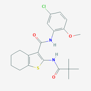 molecular formula C21H25ClN2O3S B289324 N-(5-chloro-2-methoxyphenyl)-2-[(2,2-dimethylpropanoyl)amino]-4,5,6,7-tetrahydro-1-benzothiophene-3-carboxamide 