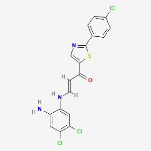 molecular formula C18H12Cl3N3OS B2893249 3-[(2-氨基-4,5-二氯苯基)氨基]-1-[2-(4-氯苯基)-1,3-噻唑-5-基]丙-2-烯-1-酮 CAS No. 1211931-03-1