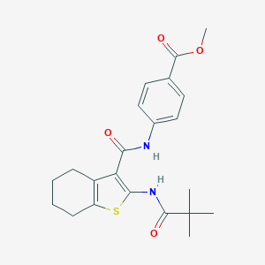 molecular formula C22H26N2O4S B289325 Methyl 4-[({2-[(2,2-dimethylpropanoyl)amino]-4,5,6,7-tetrahydro-1-benzothien-3-yl}carbonyl)amino]benzoate 