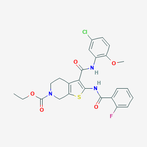 molecular formula C25H23ClFN3O5S B289326 ethyl 3-[(5-chloro-2-methoxyanilino)carbonyl]-2-[(2-fluorobenzoyl)amino]-4,7-dihydrothieno[2,3-c]pyridine-6(5H)-carboxylate 
