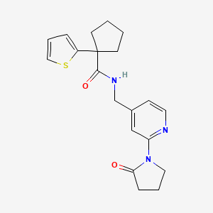 N-((2-(2-oxopyrrolidin-1-yl)pyridin-4-yl)methyl)-1-(thiophen-2-yl)cyclopentanecarboxamide