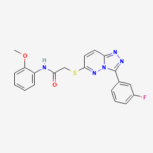 molecular formula C20H16FN5O2S B2893267 2-((3-(3-fluorophenyl)-[1,2,4]triazolo[4,3-b]pyridazin-6-yl)thio)-N-(2-methoxyphenyl)acetamide CAS No. 852374-71-1