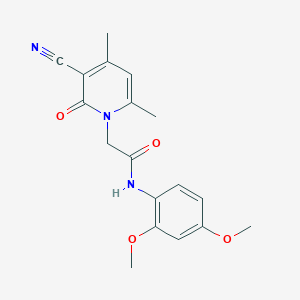 molecular formula C18H19N3O4 B2893268 2-(3-氰基-4,6-二甲基-2-氧代吡啶-1(2H)-基)-N-(2,4-二甲氧基苯基)乙酰胺 CAS No. 932528-31-9