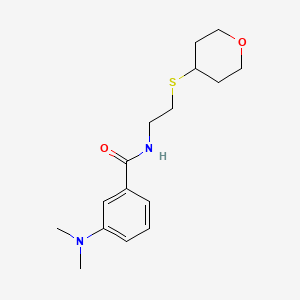 molecular formula C16H24N2O2S B2893269 3-(dimethylamino)-N-(2-((tetrahydro-2H-pyran-4-yl)thio)ethyl)benzamide CAS No. 2034524-83-7