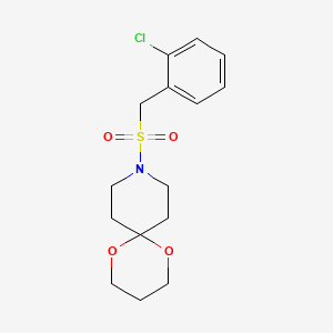 molecular formula C15H20ClNO4S B2893272 9-((2-Chlorobenzyl)sulfonyl)-1,5-dioxa-9-azaspiro[5.5]undecane CAS No. 1327705-55-4