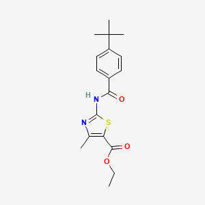 molecular formula C18H22N2O3S B2893273 2-[(4-叔丁基苯甲酰)氨基]-4-甲基-1,3-噻唑-5-羧酸乙酯 CAS No. 307506-79-2