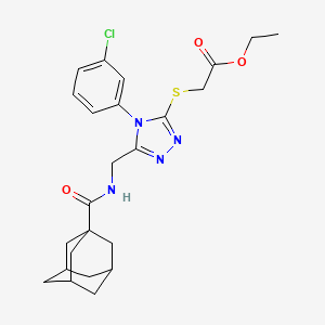 molecular formula C24H29ClN4O3S B2893281 Ethyl 2-[[5-[(adamantane-1-carbonylamino)methyl]-4-(3-chlorophenyl)-1,2,4-triazol-3-yl]sulfanyl]acetate CAS No. 476439-29-9