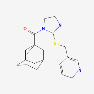 molecular formula C20H25N3OS B2893284 1-Adamantyl-[2-(pyridin-3-ylmethylsulfanyl)-4,5-dihydroimidazol-1-yl]methanone CAS No. 851807-32-4
