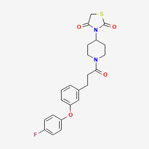 3-(1-(3-(3-(4-Fluorophenoxy)phenyl)propanoyl)piperidin-4-yl)thiazolidine-2,4-dione