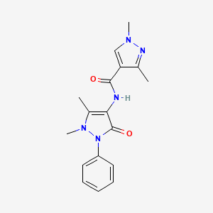 molecular formula C17H19N5O2 B2893298 N-(1,5-二甲基-3-氧代-2-苯基-2,3-二氢-1H-吡唑-4-基)-1,3-二甲基-1H-吡唑-4-甲酰胺 CAS No. 1172778-76-5