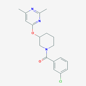 molecular formula C18H20ClN3O2 B2893317 (3-氯苯基)(3-((2,6-二甲基嘧啶-4-基)氧基)哌啶-1-基)甲酮 CAS No. 2034472-64-3