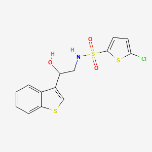 molecular formula C14H12ClNO3S3 B2893318 N-(2-(benzo[b]thiophen-3-yl)-2-hydroxyethyl)-5-chlorothiophene-2-sulfonamide CAS No. 2034407-23-1