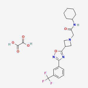 molecular formula C22H25F3N4O6 B2893327 N-cyclohexyl-2-(3-(3-(3-(trifluoromethyl)phenyl)-1,2,4-oxadiazol-5-yl)azetidin-1-yl)acetamide oxalate CAS No. 1351612-66-2