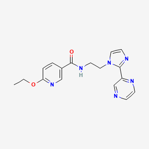 molecular formula C17H18N6O2 B2893330 6-ethoxy-N-{2-[2-(pyrazin-2-yl)-1H-imidazol-1-yl]ethyl}pyridine-3-carboxamide CAS No. 2097926-74-2