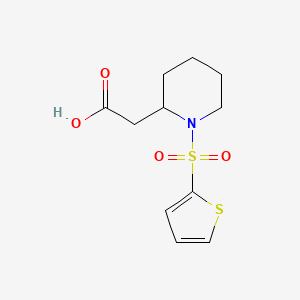 molecular formula C11H15NO4S2 B2893339 2-(1-(Thiophen-2-ylsulfonyl)piperidin-2-yl)acetic acid CAS No. 1182149-75-2