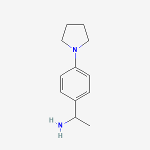 molecular formula C12H18N2 B2893341 [1-(4-PYRROLIDIN-1-YLPHENYL)ETHYL]AMINE CAS No. 869942-47-2