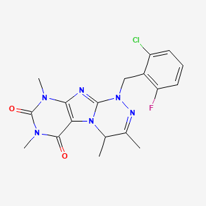 molecular formula C18H18ClFN6O2 B2893362 1-(2-chloro-6-fluorobenzyl)-3,4,7,9-tetramethyl-7,9-dihydro-[1,2,4]triazino[3,4-f]purine-6,8(1H,4H)-dione CAS No. 898409-78-4