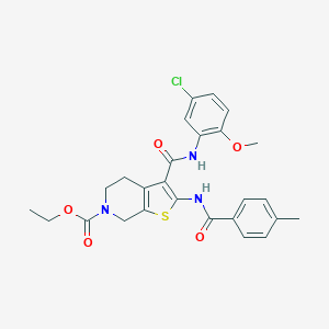 molecular formula C26H26ClN3O5S B289337 ethyl 3-[(5-chloro-2-methoxyphenyl)carbamoyl]-2-{[(4-methylphenyl)carbonyl]amino}-4,7-dihydrothieno[2,3-c]pyridine-6(5H)-carboxylate 