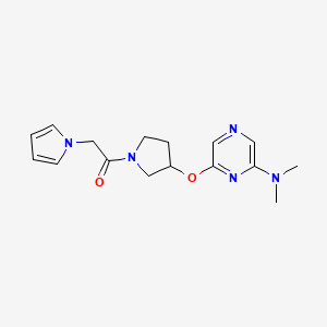 molecular formula C16H21N5O2 B2893382 1-(3-((6-(dimethylamino)pyrazin-2-yl)oxy)pyrrolidin-1-yl)-2-(1H-pyrrol-1-yl)ethanone CAS No. 2034318-72-2