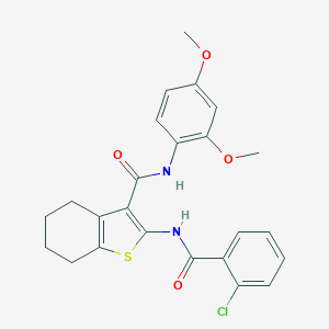 molecular formula C24H23ClN2O4S B289339 2-[(2-chlorobenzoyl)amino]-N-(2,4-dimethoxyphenyl)-4,5,6,7-tetrahydro-1-benzothiophene-3-carboxamide 