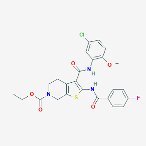molecular formula C25H23ClFN3O5S B289340 ethyl 3-[(5-chloro-2-methoxyanilino)carbonyl]-2-[(4-fluorobenzoyl)amino]-4,7-dihydrothieno[2,3-c]pyridine-6(5H)-carboxylate 