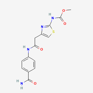Methyl (4-(2-((4-carbamoylphenyl)amino)-2-oxoethyl)thiazol-2-yl)carbamate