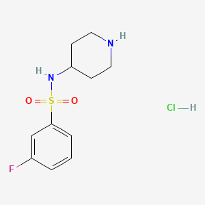 molecular formula C11H16ClFN2O2S B2893412 3-Fluoro-N-(piperidin-4-yl)benzenesulfonamide hydrochloride CAS No. 1233955-09-3