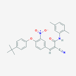 molecular formula C28H27N3O4 B2893413 (Z)-3-[4-(4-Tert-butylphenoxy)-3-nitrophenyl]-2-cyano-N-(2,5-dimethylphenyl)prop-2-enamide CAS No. 554441-95-1