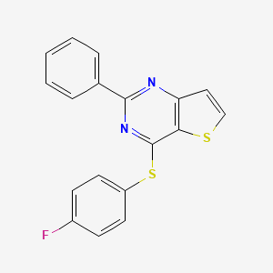 molecular formula C18H11FN2S2 B2893426 4-Fluorophenyl 2-phenylthieno[3,2-d]pyrimidin-4-yl sulfide CAS No. 692738-31-1